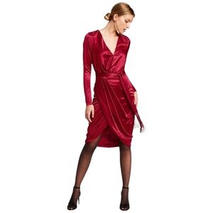 Altuzarra for Target 20th Anniversary Red Satin Faux Wrap Midi Dress Small Nwot